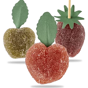 Mix of green apple, pear, strawberry, pineapple, tangerine, cherry